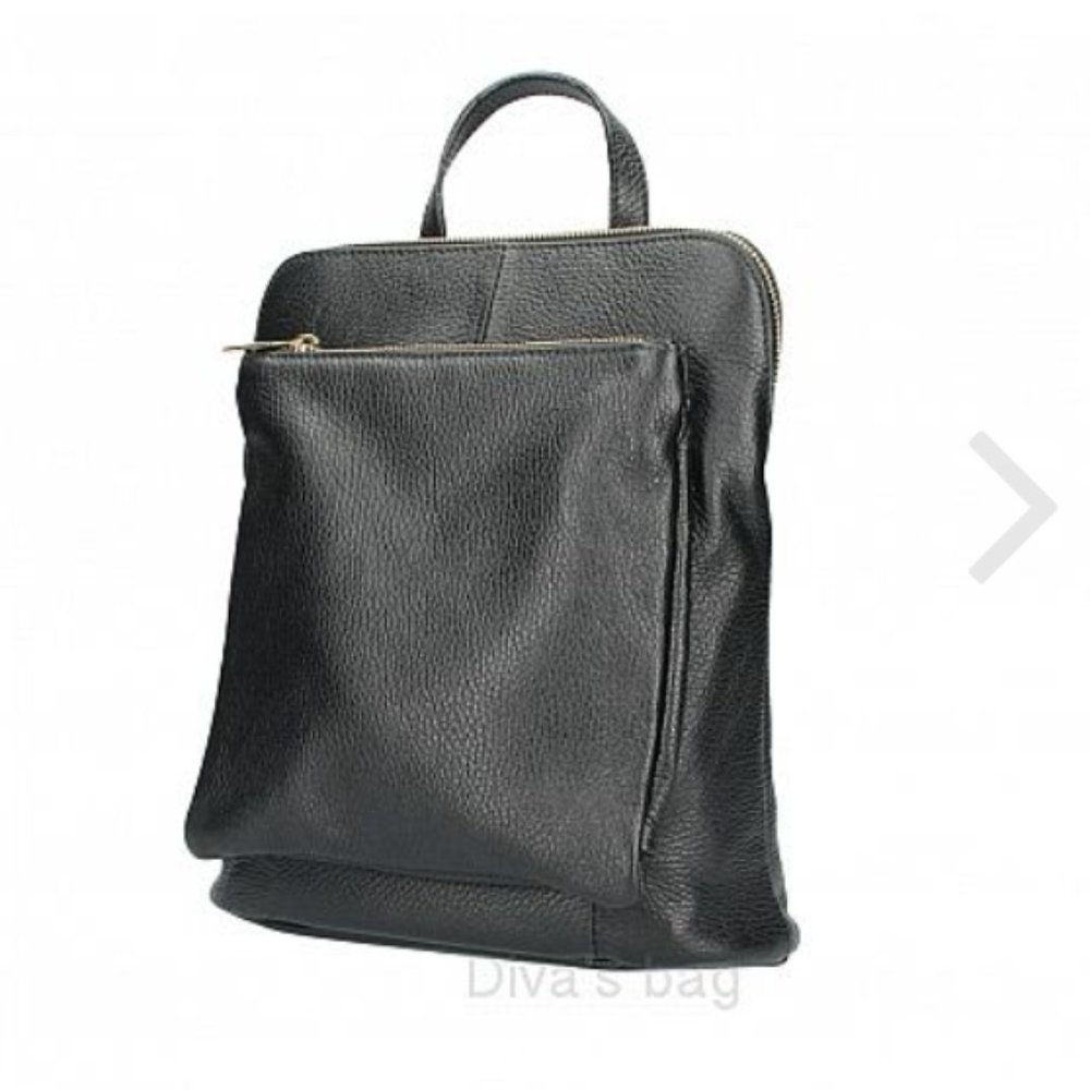 Women's Black Pebble Leather Convertible Backpack Purse, Italian made, NWT!